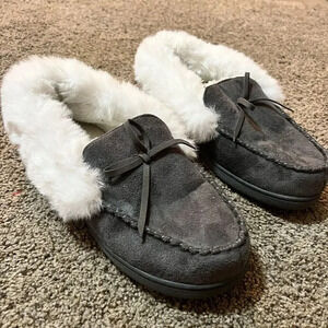 Womens Moccasin Slippers Plush Fur Warm House Shoes‎ Loafer Outdoor Closed Back